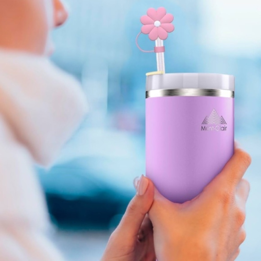 🏷️‼️5/$25🏷️‼️🌸MONT-CLAIR🌸9 Flower Silicone Straw Toppers/NIB - Picture 4 of 6